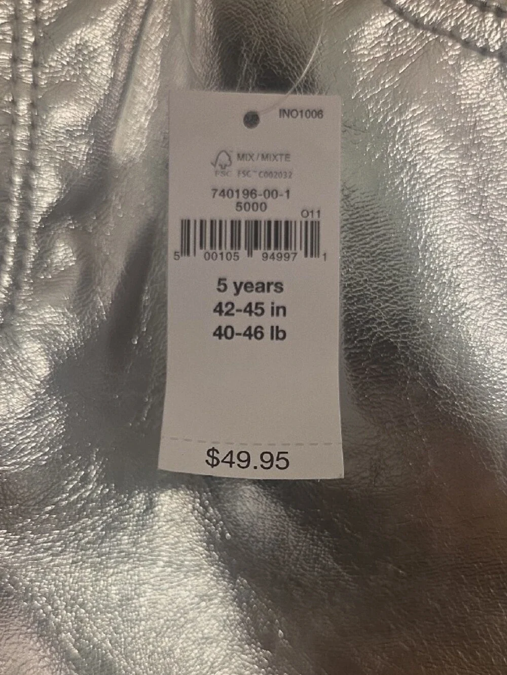 GAP Girls Silver Metallic Paperbag Waist Jeans